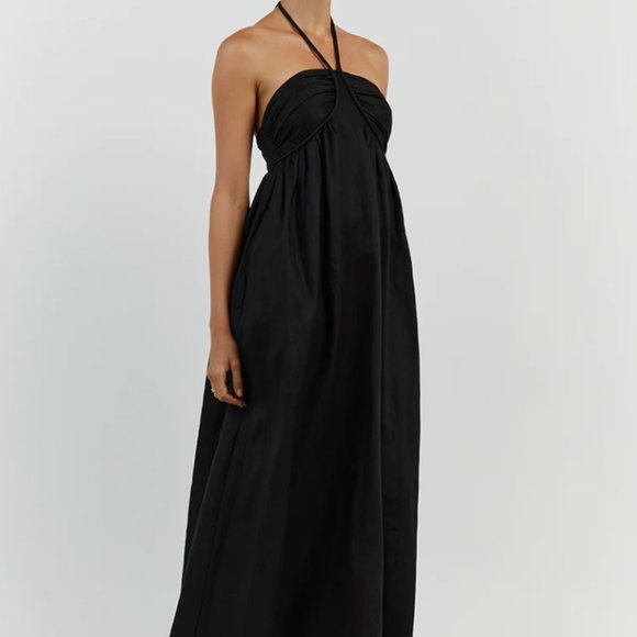 Dissh Gina Black Linen Midi Dress (2) - Picture 3 of 8